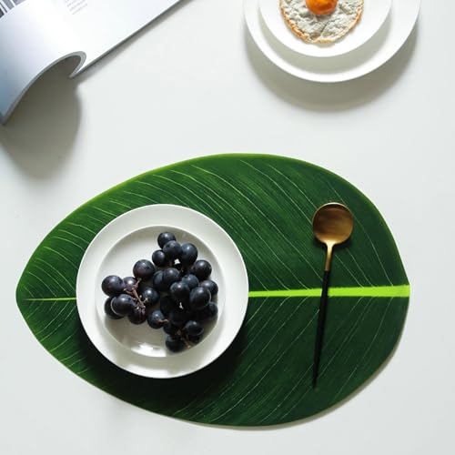 Set de table feuille vert KnSam rectangulaire 32x47cm lavable et design - 3