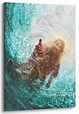 Jesus Wall Art 12x16 Framed Christian Prints Christian Reaching Into Water Canvas The God Of Hand Artwork Religious Painting Serenity Prayer Room Decor Catholic Biblical Posters Bible Verse lds Gifts Baptism Easter Home Spiritual