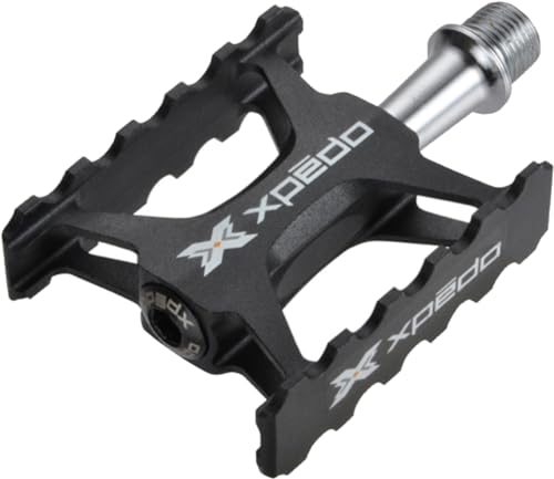 XPEDO TRVS 1 Flat Bicycling Pedals | Lightweight 6061 CNC Aluminum Body, Cromoly Spindle, Sealed Cartridge & DU Bearings | Black