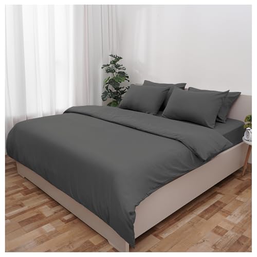 Novo Home King Size Duvet Cover Set Dark Grey - Soft Microfibre Quilt Cover & 2 Pillowcases