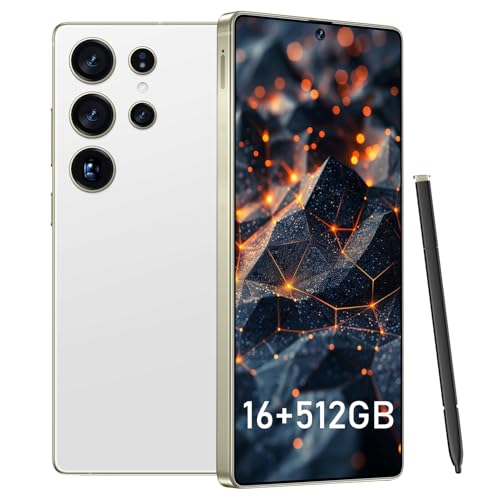I25 Ultra Smartphone 16GB+512GB Android 14 Smartphone, 6.99" FHD+ Display, 7000mAh Battery, 108MP+68MP Dual Camera, Built-in Pen Stylus, Fast Performance Large Memory (White)
