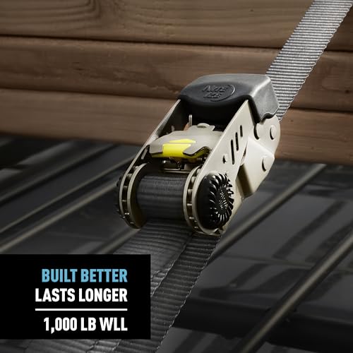 Nite Ize CamJam HookLock Ratchet Strap System - Adjustable, Heavy-Duty Tie Down Straps - Cargo Attachment with Spring-Actuated Hooks - Includes Ratchets, Hooks, Webbing & Storage - Large (2 Pack)