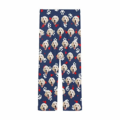 Custom Pet Face Pajama Pants, Personalized Dog Photo Sleepwear Bottoms for Men4