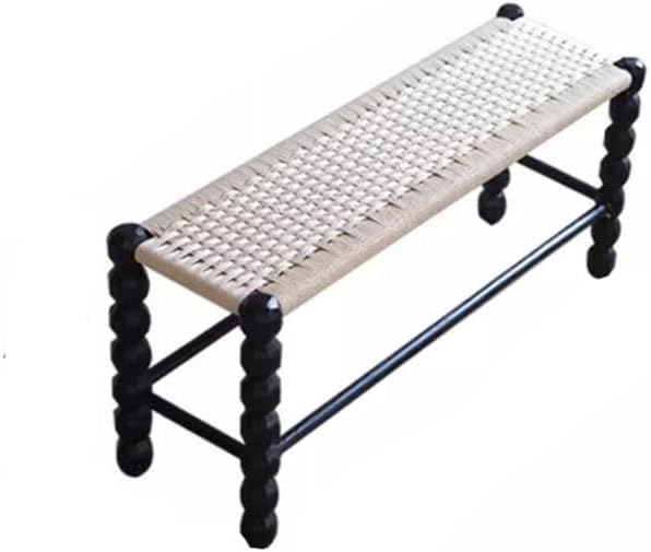 Foot Stools ottoman Shoe Bench Retro Shoe Changing Stool Solid Wood Furniture Woven Jian Dining Chair Bedside Stool Door Bench Shoe Changing Stool, S60cm