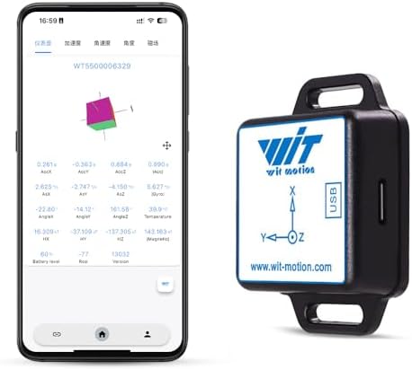[WiFi 9-axis Acceleration Sensor] WT901WIFI Wireless Tilt Sensor, 3-axis Accelerometer+Gyroscope+Magnetometer+Inclinometer, IMU AHRS MPU9250, Compatible with PC/Android