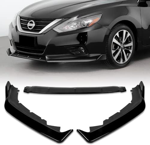 3 Pieces Front Bumper Lip Spoiler Splitter Side Body Kit Trim Protection Compatible with 2016-2018 Nissan Altima Sedan 4DR, 2017 (Painted Black)