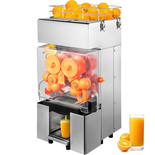 CMICE Fully Automatic Commercial Juicer Machine, Orange Juice Machine with Pull-Out Filter Box Commercial Orange Juicer 22-30 Oranges Per Minute, 110V, 120W Orange Squeezer with Acrylic Cover(E4)