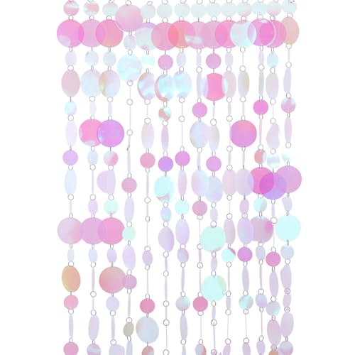 CREATCABIN 20Pcs Sequin Beaded Curtain Doorway Beads Pink Circle Dots