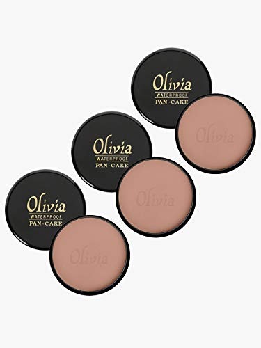 Image of Olivia Pan Cake 100% Waterproof 25g x 3 | Full Coverage Makeup Base | Smudge-Proof & Sweat-Resistant | Long-Lasting Velvety Finish | Hides Blemishes | For All Skin Types | Pack of 3 | Dark Egyptian929