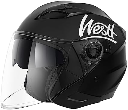 Westt Helmets for Adults– Open Face Helmet with Dual Sun Visor– Motorcycle Helmet for Men and Women DOT Approved Scooter Motorbike Street Jet Series Black XL(23.23-23.62 in)