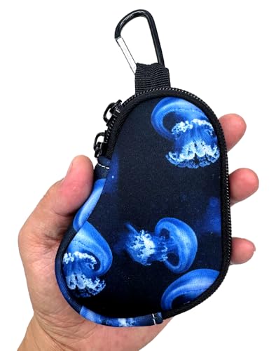 Image of Wanty Asthma Inhaler Holder Neoprene Protective Portable Carrying Bag Travel Inhaler Mini Case Sleeve for L-Shaped Inhaler, Inhaler Not Included (Jellyfish)
