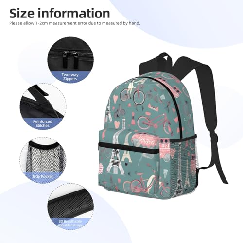 Sac à dos Tour Eiffel à poches multiples au design parisien noir