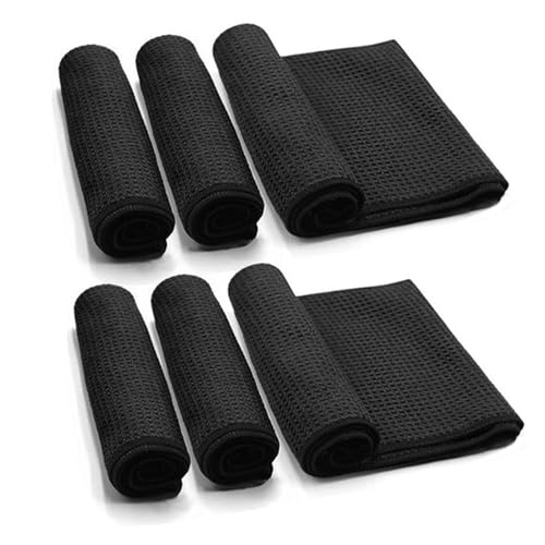 6 Stück Mikrofasertücher Barista Tuch Schwarz Waffeltuch Spüllappen Waschbar Spültuch für Küche Dicke Haushalts Putzlappen Microfaser Putztuch, 20 cm X 20 cm