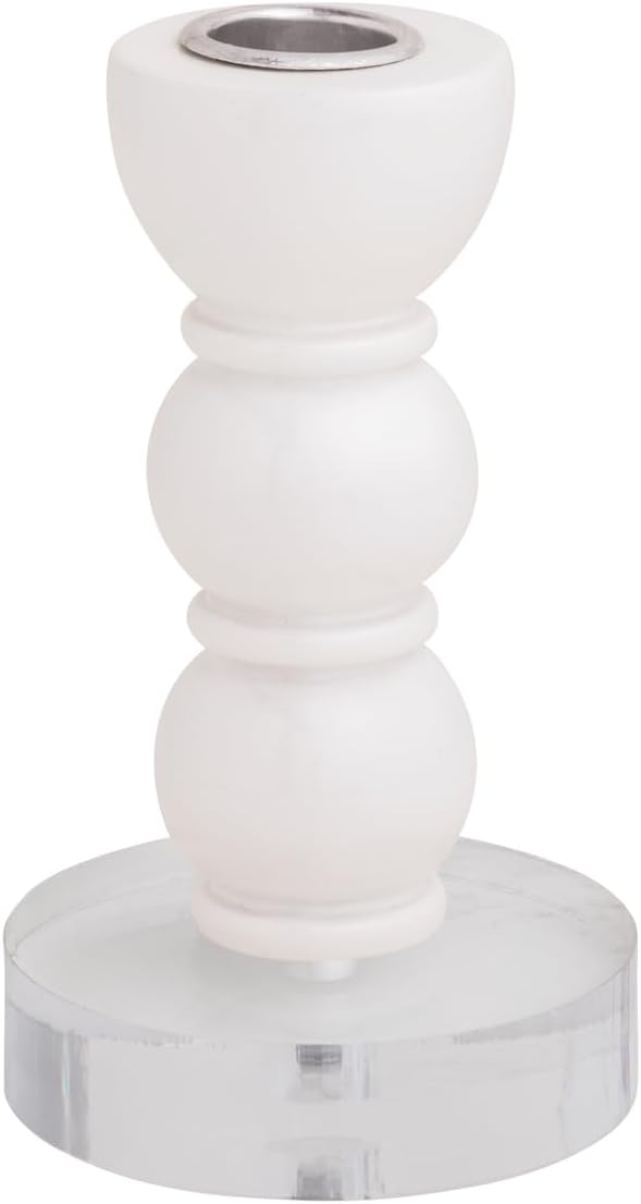 Mud Pie Small White Resin Taper Holder
