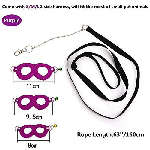 3 Pack Sugar Glider Harness And Leash Set - Adjustable Traction Rope Strap Anti-Biting Chain Rope, Small Animal Training Walking Vest Leash For Sugar Glider Squirrel Hamster Rat Birds Reptile (Purple) #TOP1