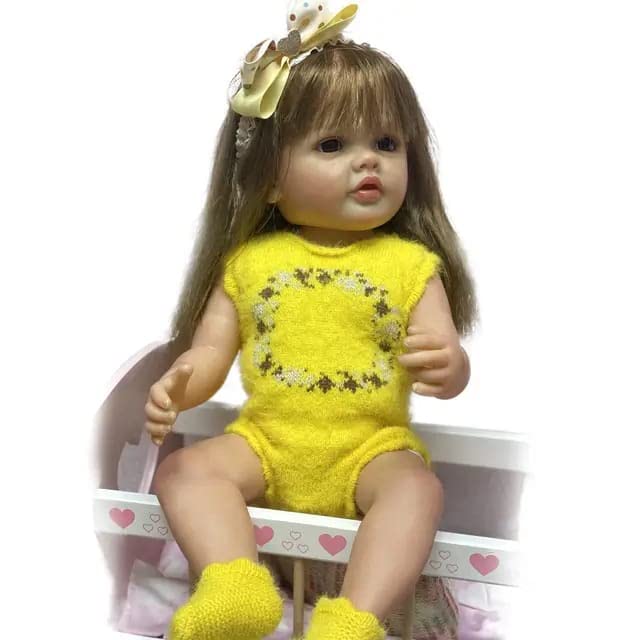 Reborn Baby Dolls Girl 55 cm 22 inch full body soft silicone vinyl cute reborn baby girl 3D skin visible veins hand rooted hair