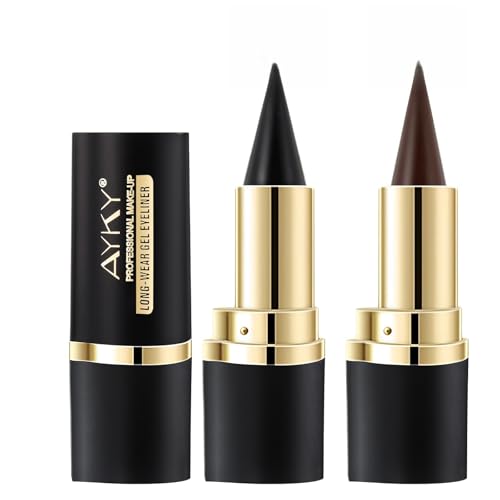 Noerrors 2 Farben Schwarz Braune Eyeliner-Stifte Wasserdicht Creme Wasserlinien-Augenstift, Wischfest Smokey Eye Liner Stift, Schnell Trocknend Lang anhaltende Augen-Make-up