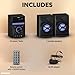 Magnavox 3-Piece CD Shelf System with Bluetooth, FM Radio, Remote Control, Colored Speaker Lights, LED Display, AUX Port - Black