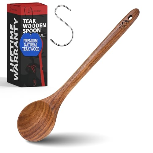 PriorityChef Teak Wooden Spoon for Cooking & Serving