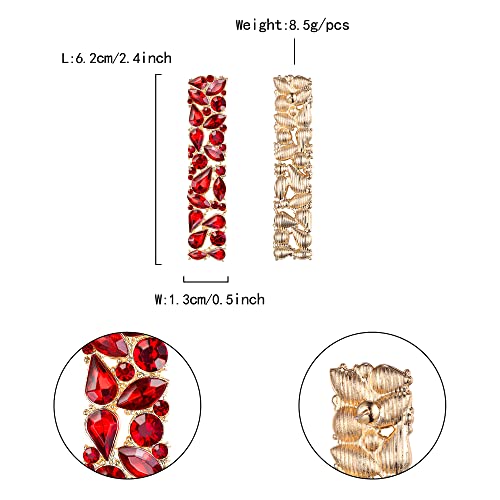 Flyonce Rhinestone Rectangle Earrings, Wedding Party Red Crystal Geometric Statement Earrings For Women #TOP6