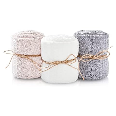 First Landings Newborn Photography Wraps, 3-Pack - 16" x 64" Soft Knit Baby Wrap Receiving Blankets - Newborn Photography Props Baby Blankets - Gender Neutral Baby Essentials (Neutral) Cover