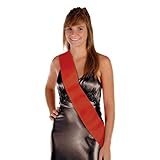 Beistle Red Fabric Blank Satin Ribbon Sash DIY Wedding Prom Halloween Costume Accessory, 33' x 4'