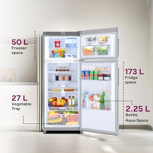 Image of Godrej 223L 2 Star| New Launch| 5 Years Comprehensive Warranty| AI Powered| 30 days Farm Freshness| 360 Cooling| Inverter Frost Free Double Door Refrigerator (RF EON 244BN RI ST GL, Steel Glow)