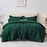 Aisbo Double Duvet Covers Set Emerald Green - 3Pcs Bedding Set Double Bed Soft Brushed Microfiber Quilt Cover with 2 Pillowcases