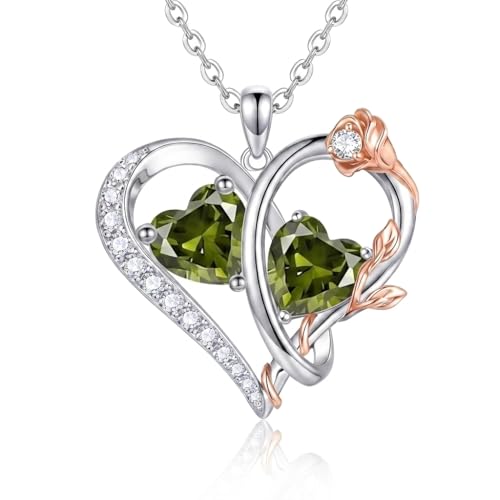 TIGER RIDER Rose Birthstone Necklace with August Pendant