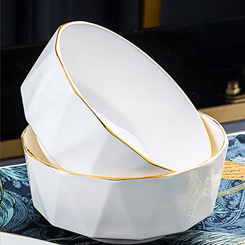 Graciri Dinnerware Set 4 Pieces, White Stoneware Porcelain Bone China Dinnerware Sets Service For 1, Modern Kitchen Dishes Sets Including Dinner Plate, Salad Plate, Serving Bowl, Handled Mug #TOP4