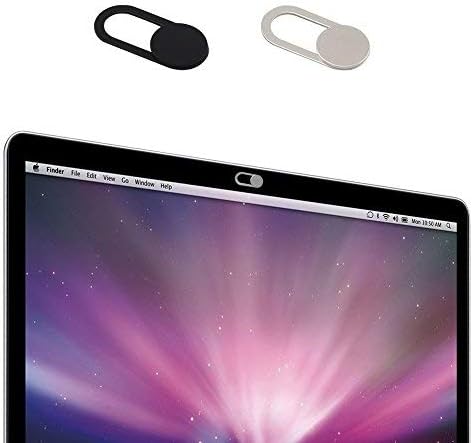 [2Pack] Webcam Cover,MocDoo Metal Magnet Slider Web Camera Case for Laptop Tablet Cell Phone (Black+Silver) Privacy Cover Solution