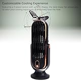 Qcwwy Portable Desk Fan Tower Fan Oscillating Portable Rechargeable Table 5 Speeds Brushless Motor USB Rechargeable Desk Personal Quiet Table for Home Office (Black) - Image 3
