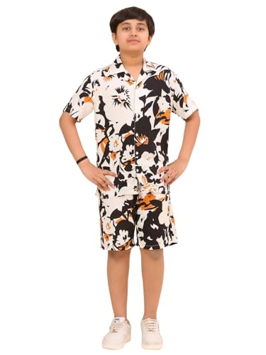 Image of Ninos Dreams Boys Cotton Rayon Halfsleeves Coord Set with Shirt & Shorts /Boys Vacation wear /boys co ord set /Boys Tropical print Shirt & Shorts set /Boys Clothing Set