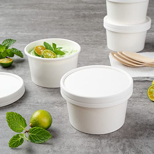 LIDS ONLY: Coppetta Lids For 5 Ounce Ice Cream Cups, 200 No-Leak Lids For Treat Cups - Cups Sold Separately, For Hot And Cold Foods, White Paper Lids For Chili Cups - Restaurantware by Restaurantware - Image 8