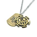 KOGNGU One Piece Trafalgar Law Necklace Chain Pendant Anime Cosplay (Metal Chain & Bronze)