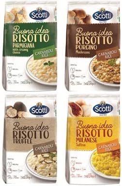 4 Pack, Italian Risotto, Carnaroli Rice, Ready Meals, Easy to Cook, Italian Seasoned Risotto, Easy Dinner Side Dish, Just Add Water and Heat, Variety Pack, 7.4 oz, 2-3 Servings