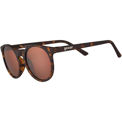 goodr Nine Dollar Pour Over Polarized Round Sunglasses, Small Sized (Circle G), Brown Translucent Frames with Brown Non-Reflective Glare Reducing Lens, UV400 Protection, No Slip, No Bounce