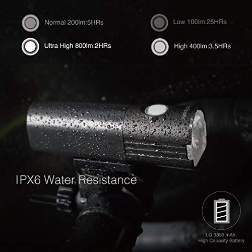Bikespark Ultra Bright Front Light F3 - 800 Lm Super Bright Led Bike Headlight - Usb Rechargeable Korean 3350Mah - Water Resistant Ipx6 - Fast Installation And Light Projection Angle Adjustable #TOP7