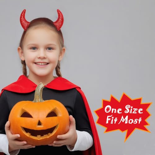 Ricawa Devil Horns and Sunglasses Halloween Costume Set - Red Devil Horns Headband Glitter Devil Ear
