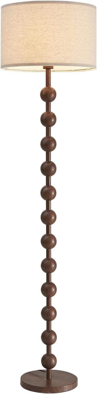 Modern Dimmable Floor Lamp with Remote Control for Living Room Bedroom, Red Wood Pattern Tall Standing Lamp Light for Home Office Dining Room with Fabric Shade