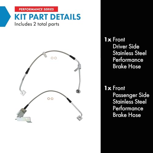 Image of TRQ Front Performance Brake Hose Set Compatible with 2002-2005 Dodge Ram 1500