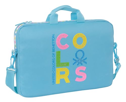 BENETTON SPRING - Mochila, Funda para Portátil de hasta 15.6', Mochila, Ideal para Niños de Diferentes Edades, Cómoda y Versátil, Calidad y Resistencia, 34x18x15 cm, Color Celeste
