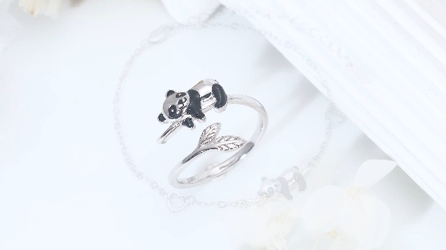 Orecchini Panda Argento 925 Per Donne - Cerchietti Ipoallergenici Regalo Bambine - Foto 5