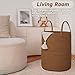 JMvicyroam Large Woven Laundry Basket Hamper,60L Cotton Rope Storage Bin for Blankets,Toys and Clothes,Decorative Tall Nursery Hamper for Living Room,Baby Nursery,Bathroom and Bedroom,Golden Jute