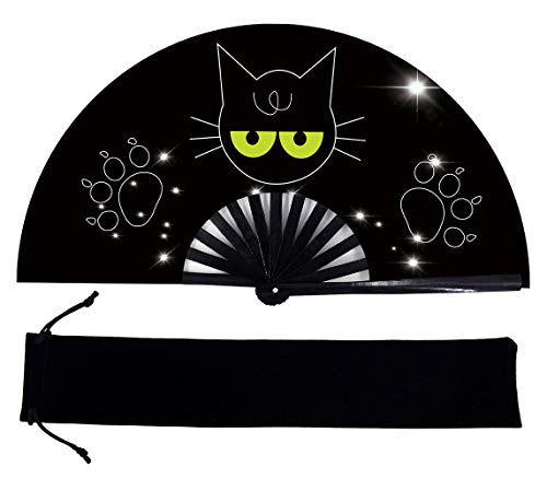 Amajiji Grand éventail pliable Rave pour homme/femme, kung fu tai chi chinois, éventails de performance pour festival, cadeau, artisanat