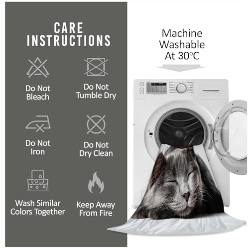 Drap housse imprimé chat gris matelas respirant antidérapant - 8