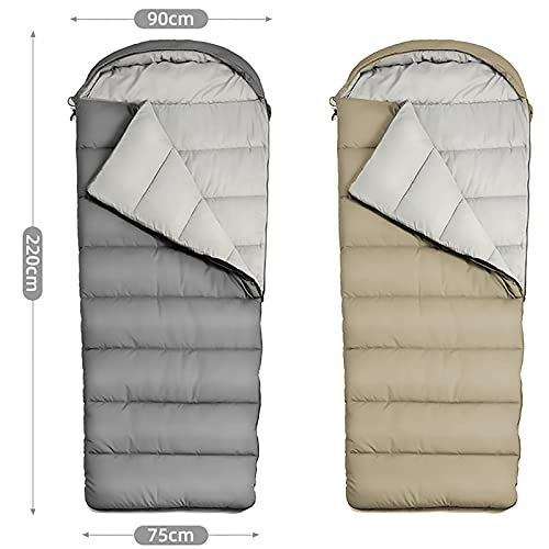 Jianghuayunchuanri Bequemer Schlafsack Outdoor Camping Erwachsener Umschlag Schlafsack Verdickte wasserdichte Schlafsack Indoor- und Outdoor-Aktivitäten (Farbe : Khaki, Size : 220x75cm) - Image 3
