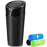 ZSZJOLCT Car Trash Can Bin with Lid, Leakproof Garbage Can for Vehicle, Mini Trash Bin with 90 Attached Trash Bags, Easy to Clean Cup Holder Trash Can for Car, Home, Office