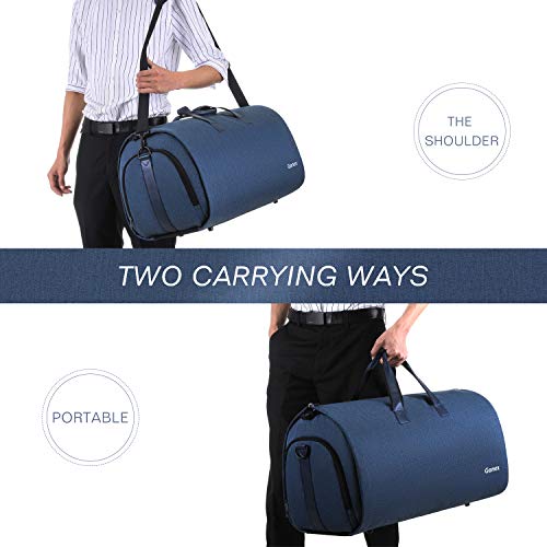 Gonex Garment Bag Carry on Duffle Suit Bag with Shoe Pocket, Convertible Hanging Duffel Travel Suitcase for Men Women Blue