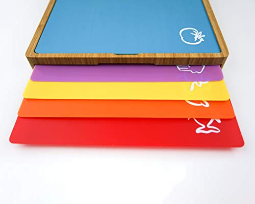 Bamboo Cutting Board with Flexible Mat Inserts - Easy to Clean - BPA Free/Antibacterial - Thumbnail 7